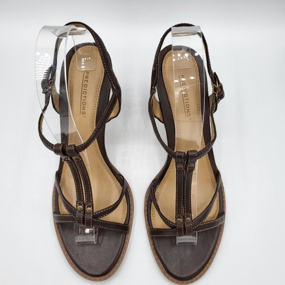 Predictions Brown Strappy Chunky Heel Sandals SZ 7.5 - Picture 3 of 14